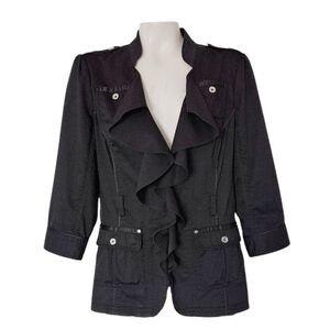 White House Black Market Ruffled Lapel Jacket with Belt Business Casual Y2K